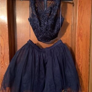 Elegant Navy Blue Two-Piece Dress